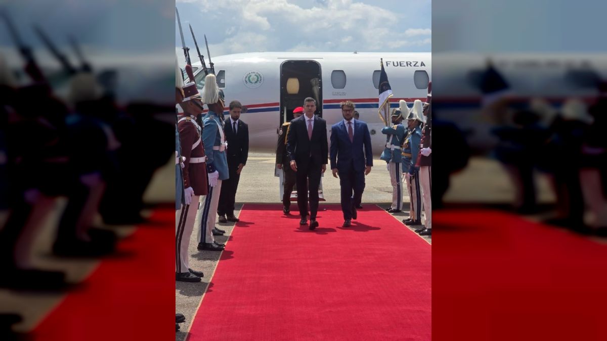 The president of Paraguay, Santiago Peña, arrives in Venezuela during an official visit