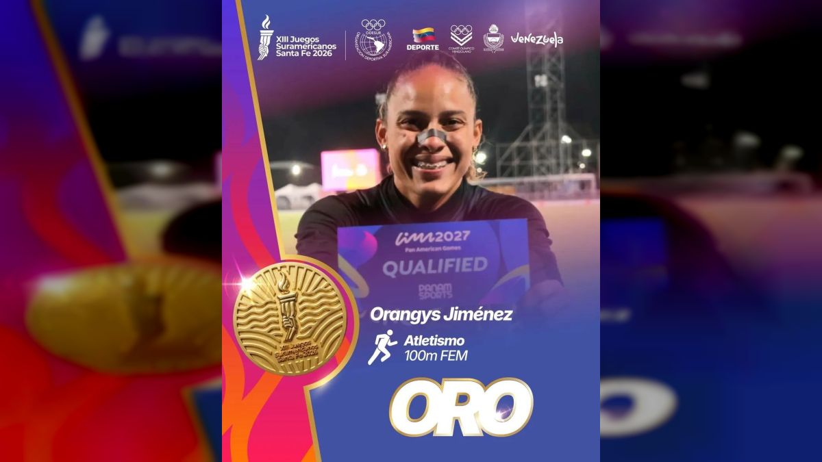Orangys Jiménez won Gold in the women's 100 meters at the XIII South American Games 2026