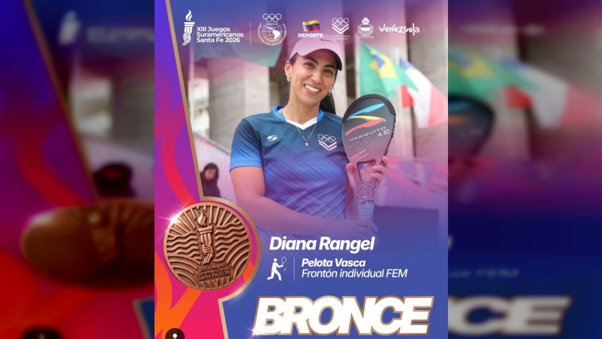 Diana Rangel won bronze in the women's individual fronton palette at the South American Games