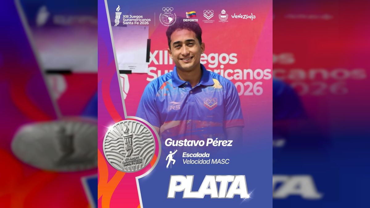 Gustavo Pérez won the silver medal in men's speed climbing in the South American category