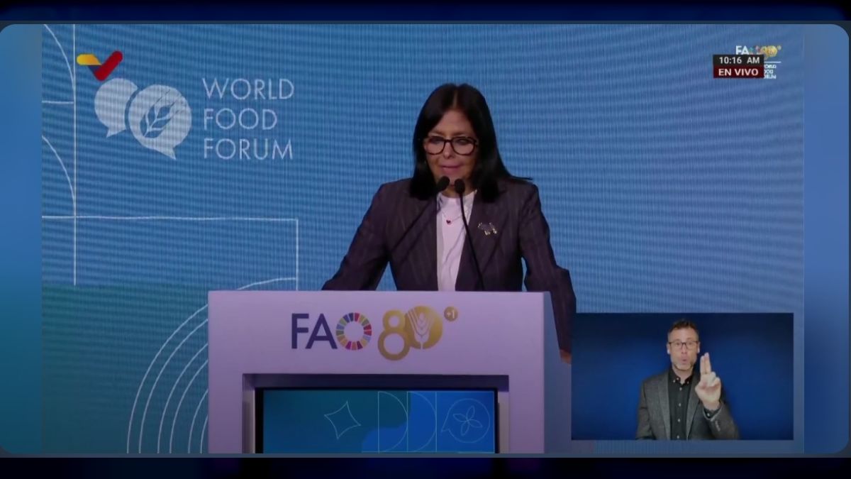 Delcy Rodríguez at FAO: Food should never become instruments of political pressure!